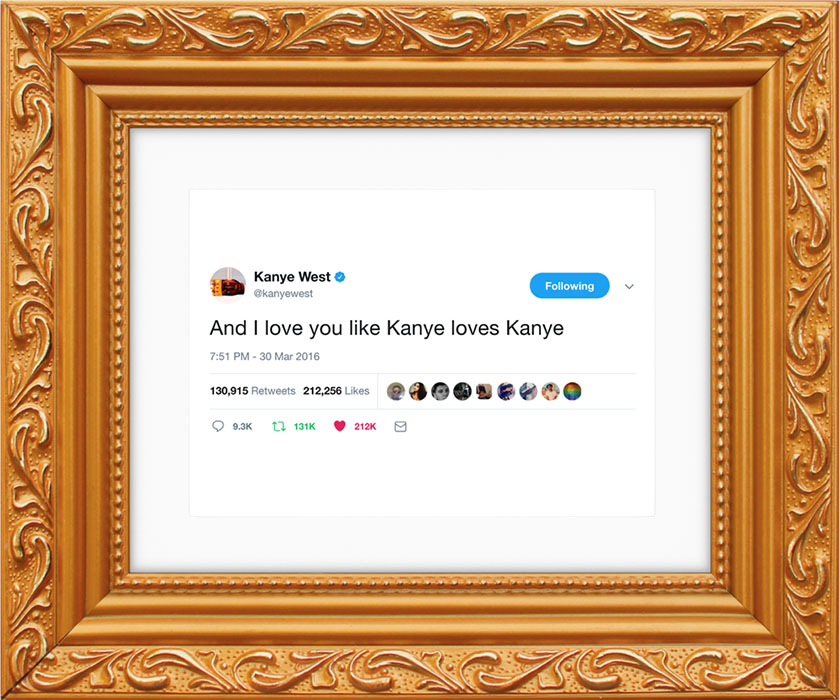 Твіти Кан’є Уеста продають як картини по 49 доларів